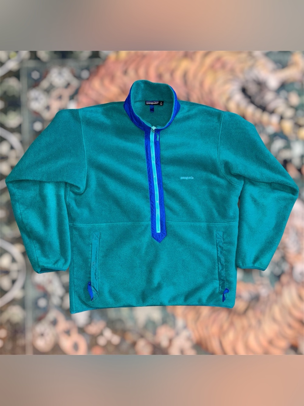 Vintage 1989 Patagonia 3/4 Zip Synchilla Fleece Pullover Emerald USA Made Large